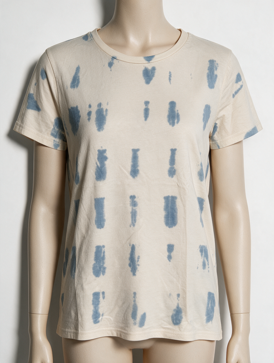 Second Female - T-shirt - tie-dye, crème en blauw, losse pasvorm - S