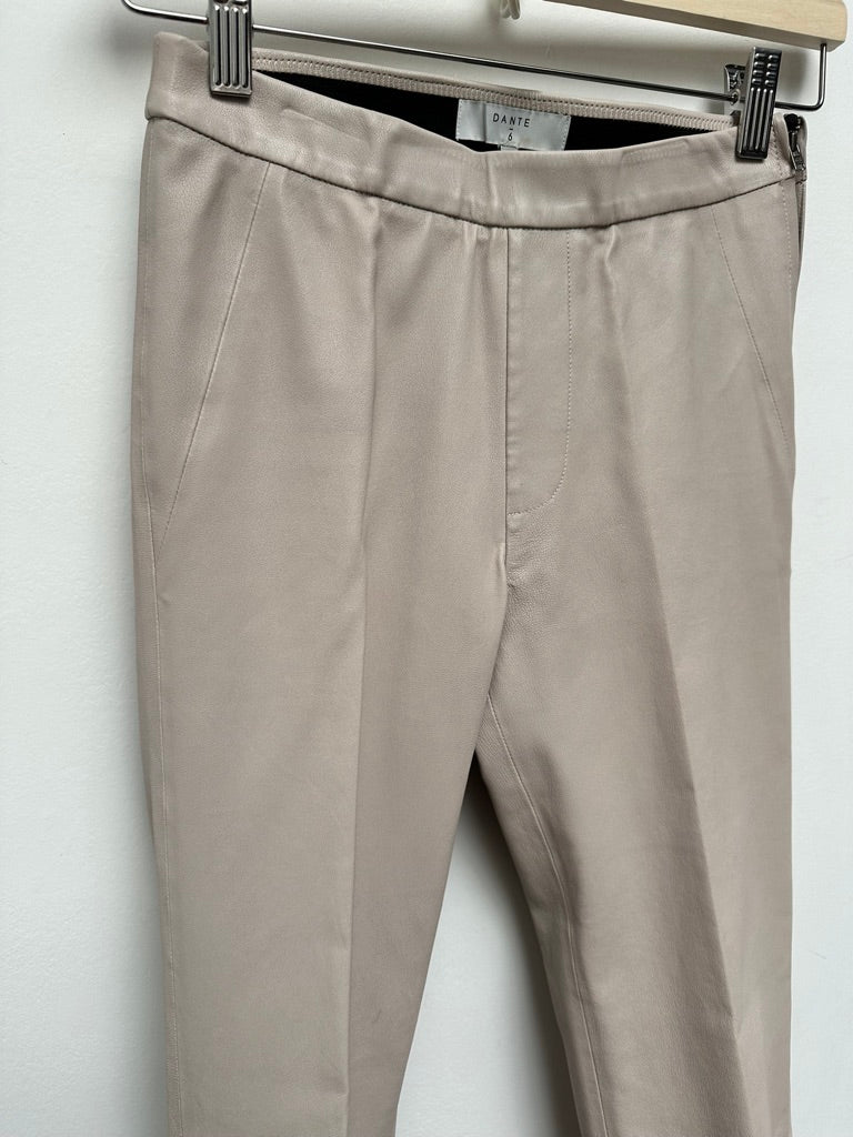 Dante6 - Broek - beige, stretchleer, uitlopende pijpen