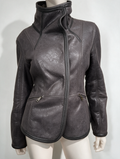 Armani Jeans - Jas - bruin, leerlook, asymmetrische ritssluiting - M/L