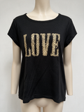 Zadig & Voltaire - T-shirt - zwart, LOVE-tekst, luipaardprint - S