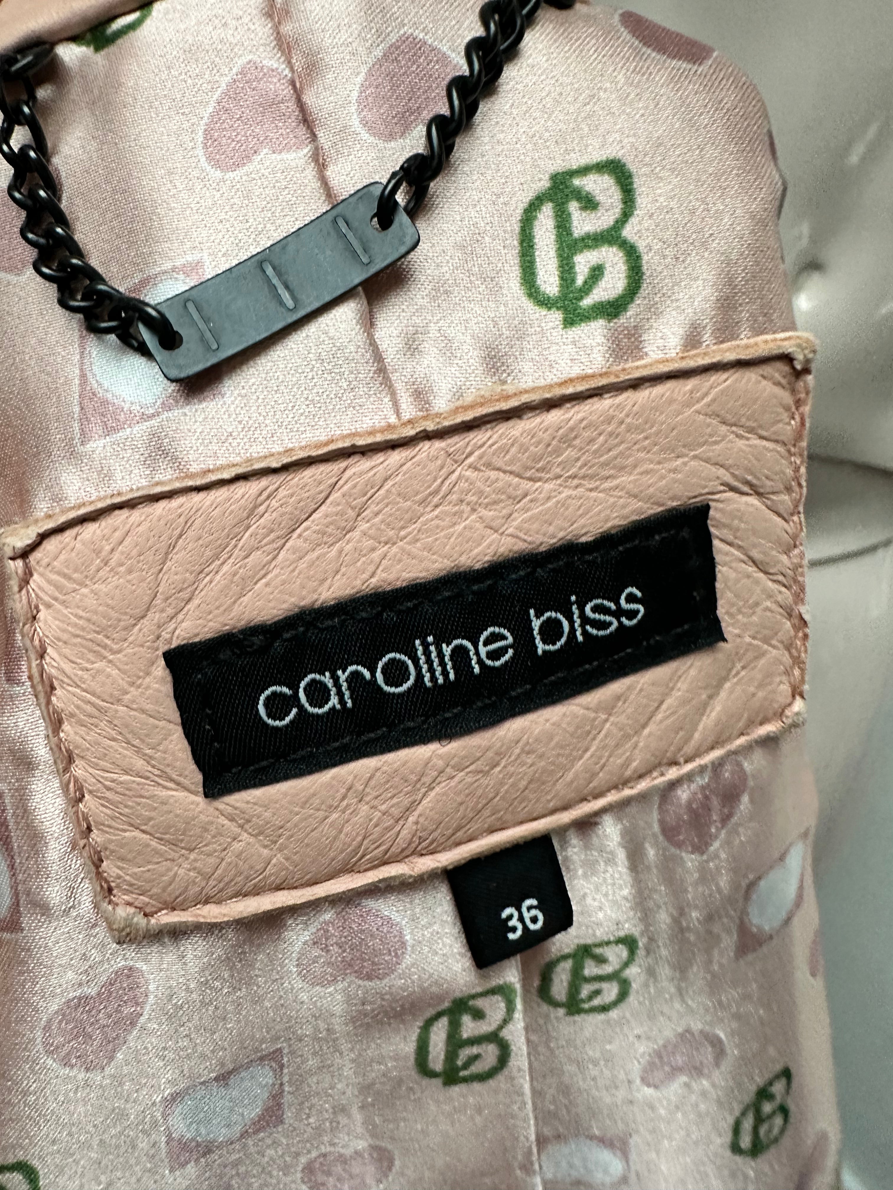 Caroline Biss roze leren jasje maat 36
