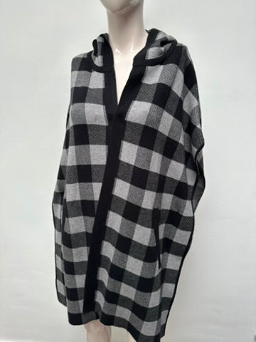 Opus Poncho maat one size zwart/grijs