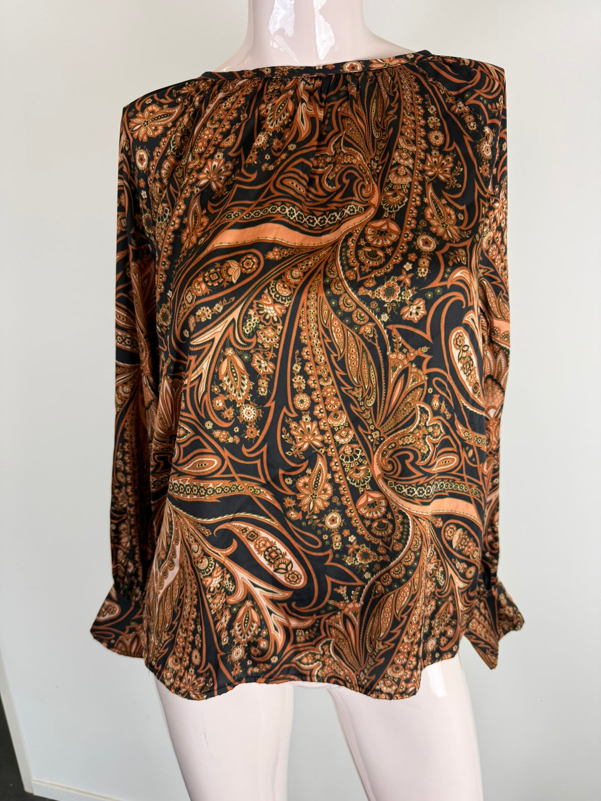 Richard Allan x H&M - Blouse - paisleyprint, glanzende stof, lange mouwen - S