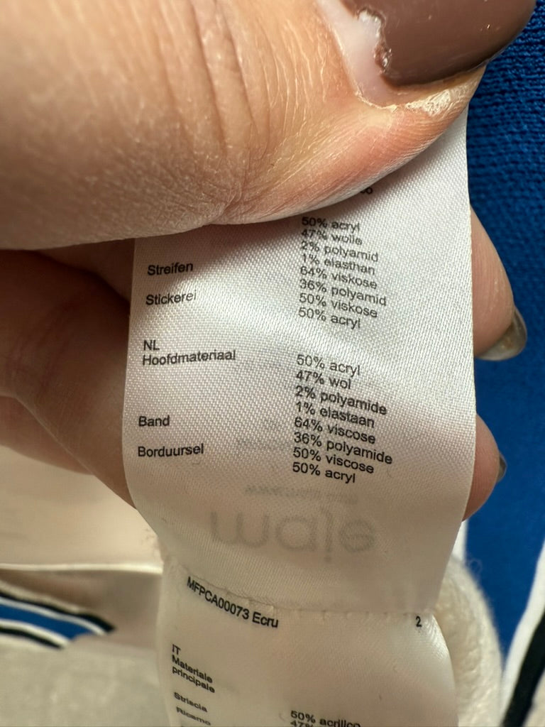 Maje - Vest - crème, open voorkant, contrastbiezen - maat S