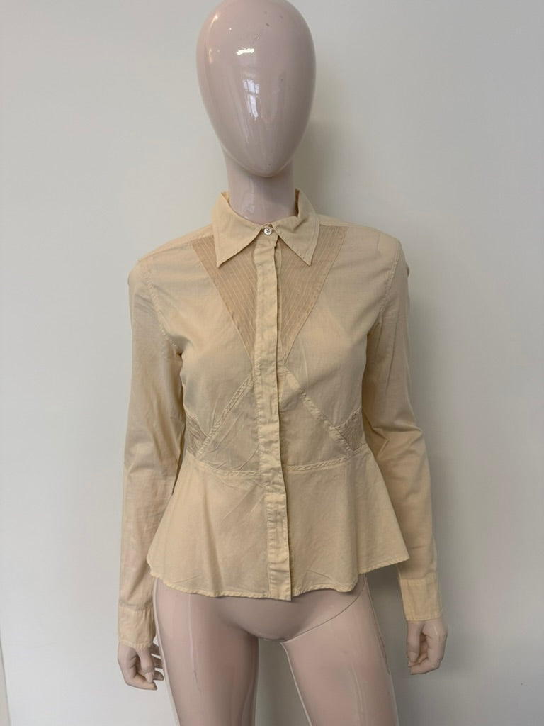 SPORTMAX CODE - Blouse - beige, decoratieve stiksels, knoopsluiting maat 36
