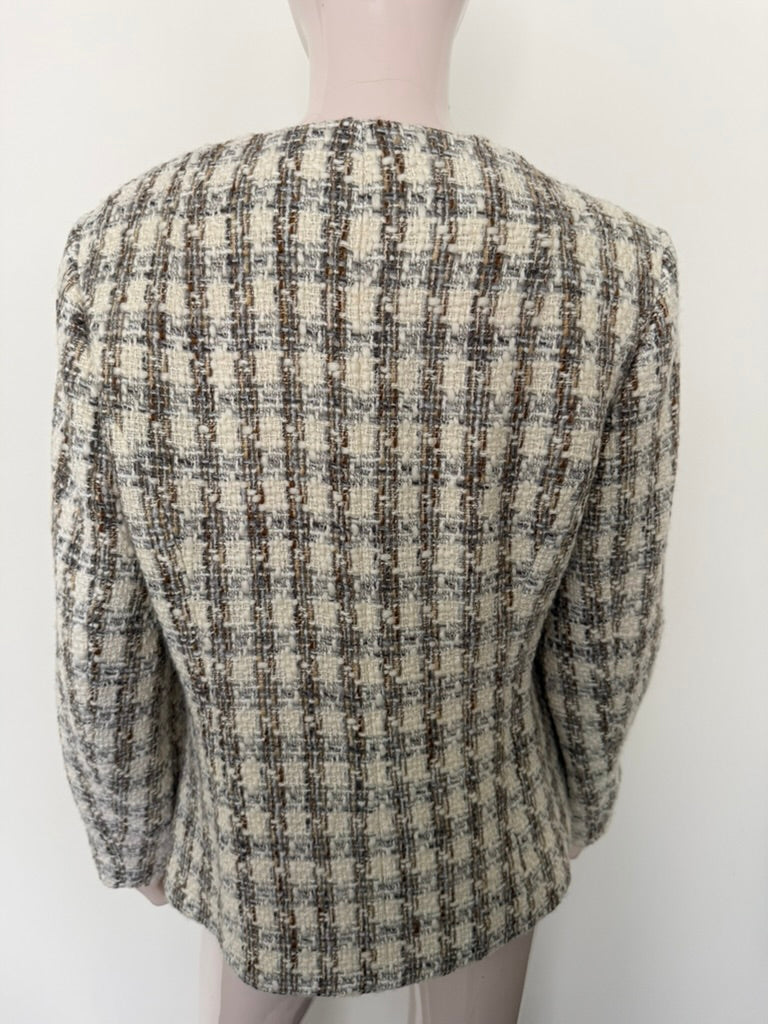 MONA - Blazer - bouclé, ruitpatroon, V-hals - XL