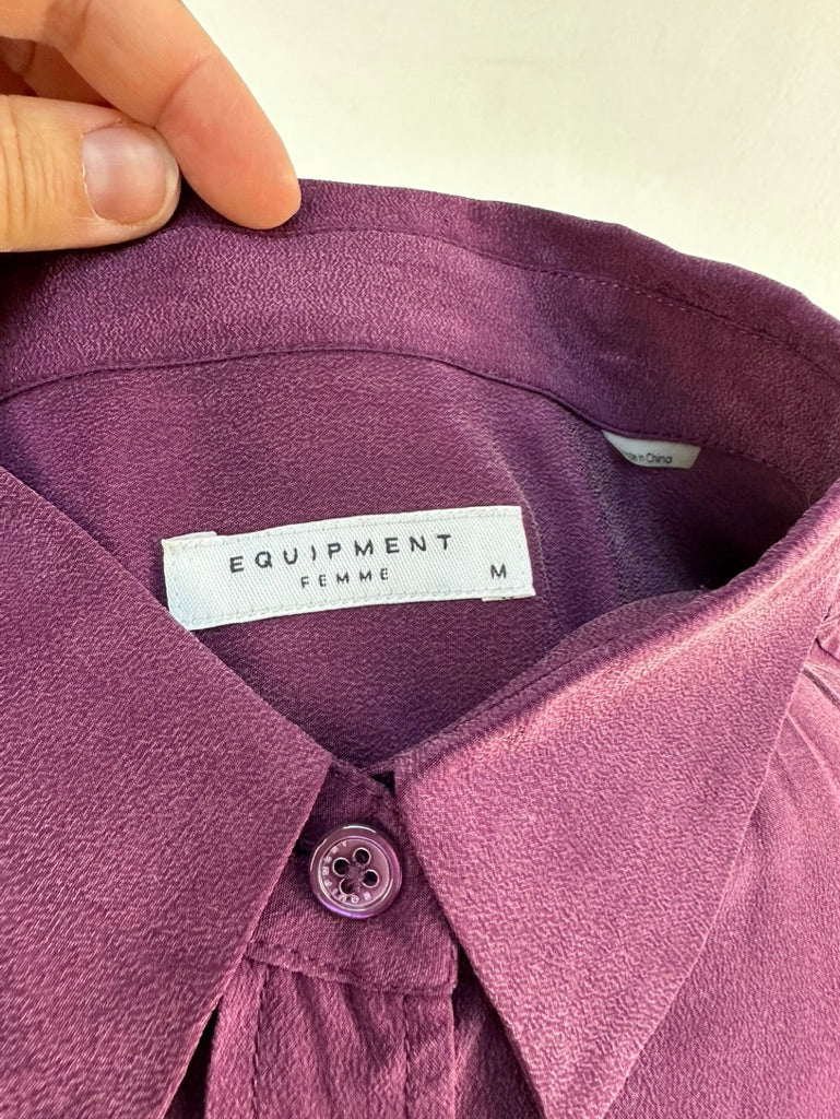 Equipment paarse zijden blouse maat M