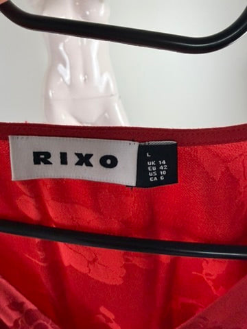 RIXO - Jurk - rood, V-hals, maxi-lengte - L