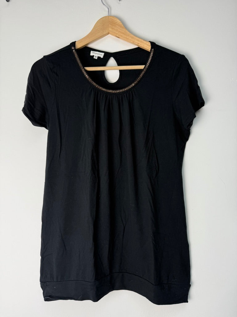 Mayerline Brussels - Blouse - zwart, glinsterende bies, korte mouw - M