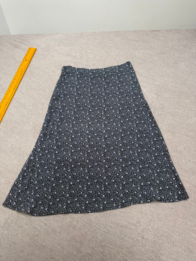 Grace & Mila - Rok - zwart-wit bloemenpatroon, asymmetrische knopenrij, midi-lengte - M