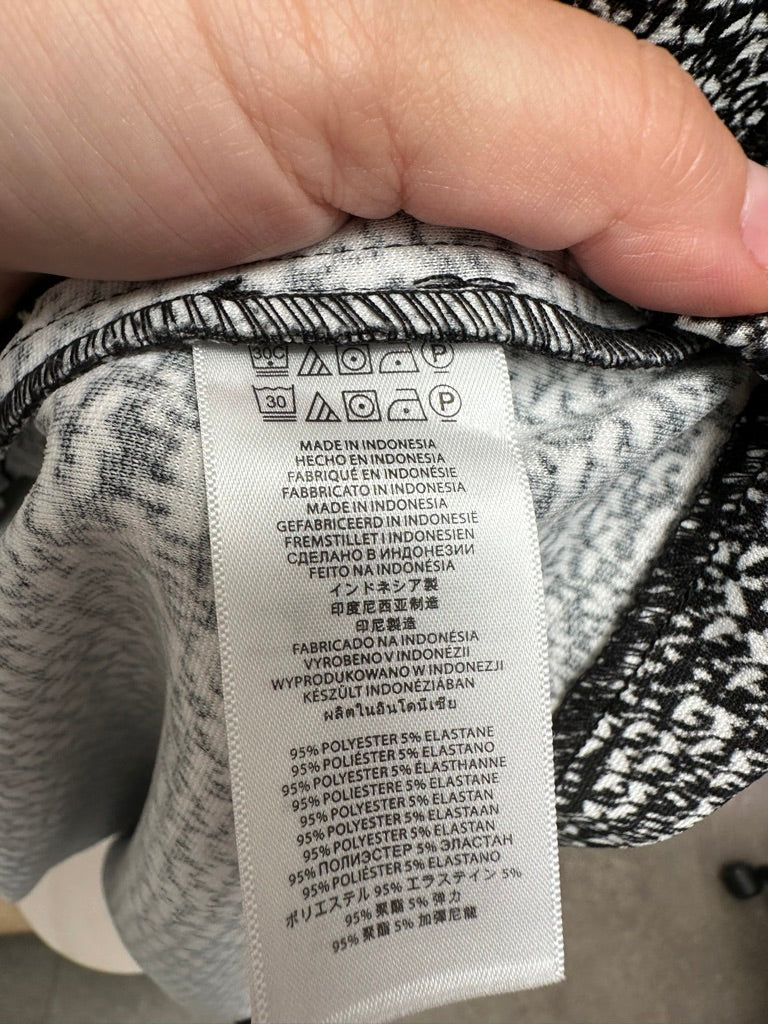MICHAEL Michael Kors - Jurk - zwart-wit gemêleerd, ronde hals, licht uitlopende rok - S