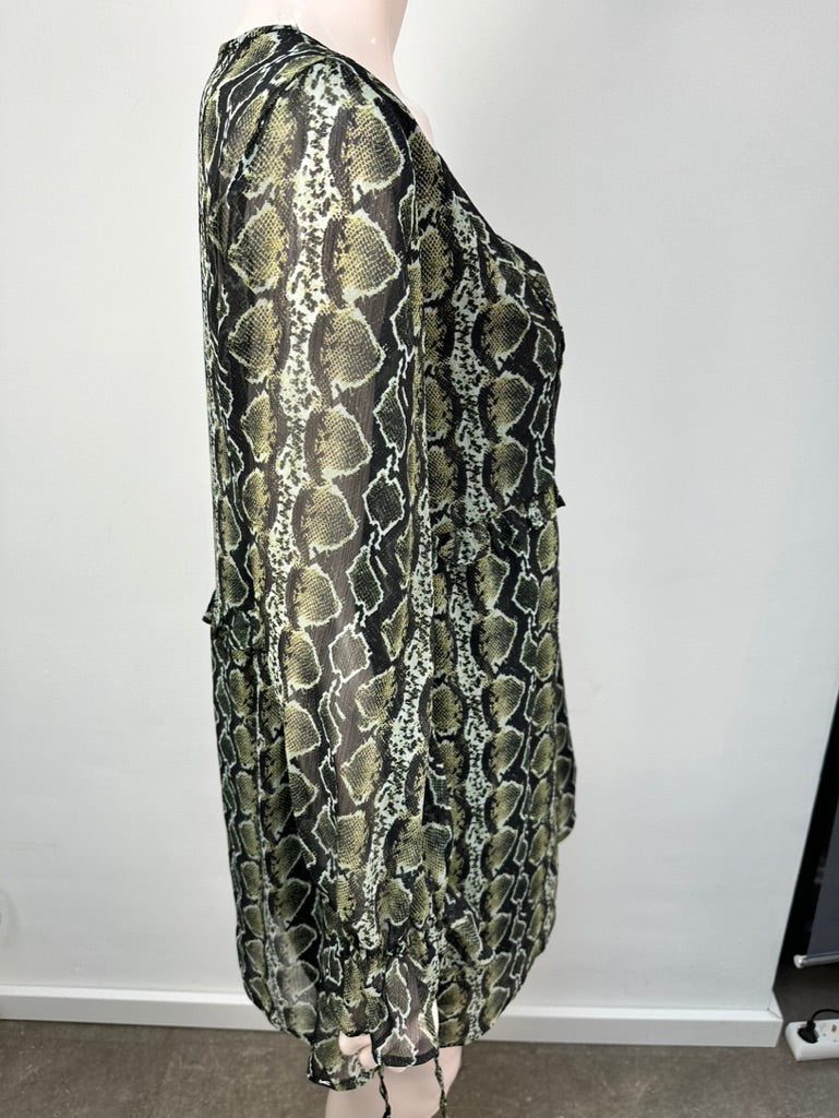 Denham blouse donkergroen met snake print maat XS