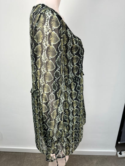 Denham blouse donkergroen met snake print maat XS