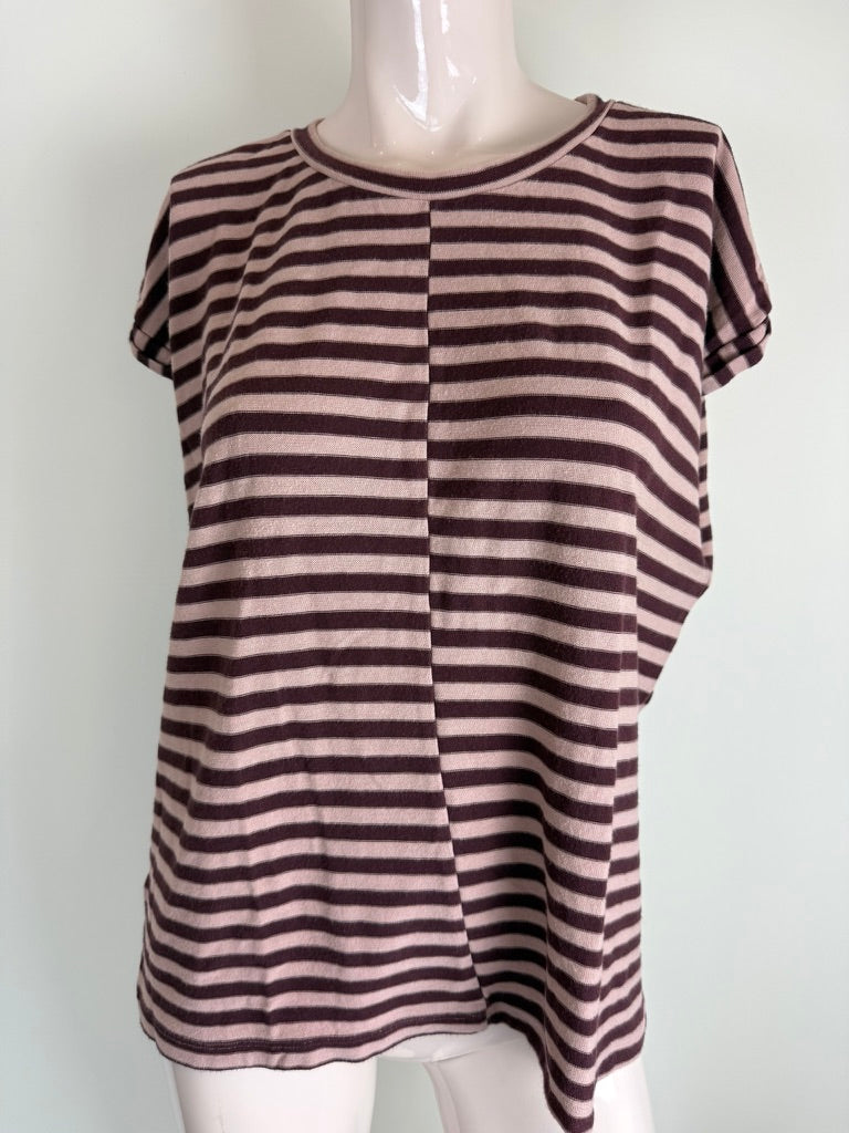 ARMEDANGELS - T-shirt - gestreept, bruin en roze, ronde hals - M