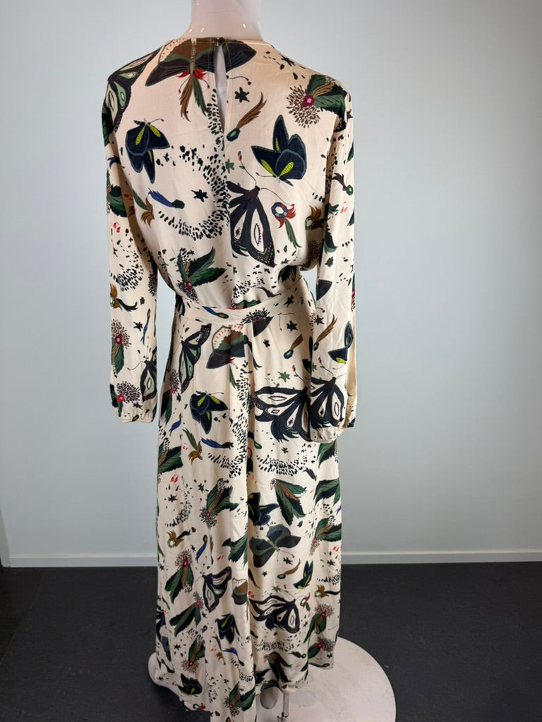 POM Amsterdam by Katja - Jurk - maxi-lengte, natuurprint, ceintuur in de taille - M