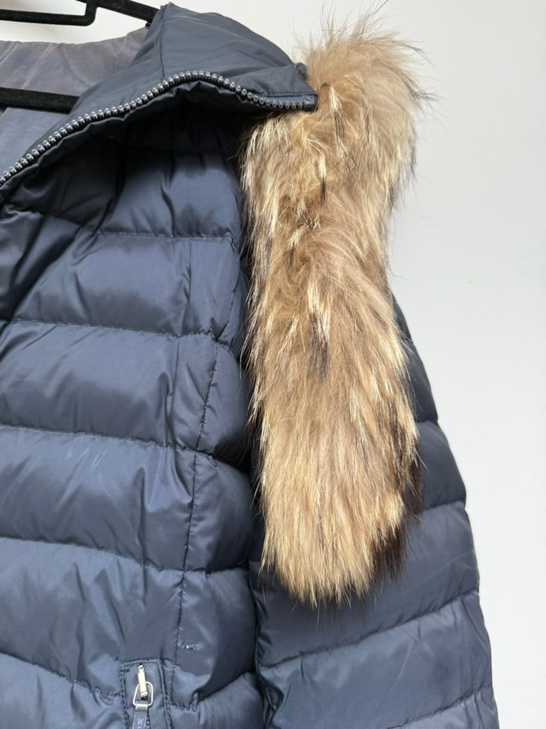 WEEKEND MaxMara - Jas - blauw, gewatteerd, afneembare bontkraag - L