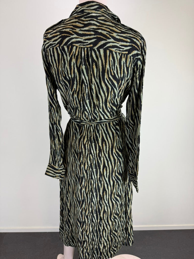 Garcia - Jurk - zebraprint, midi-lengte, ceintuur - S