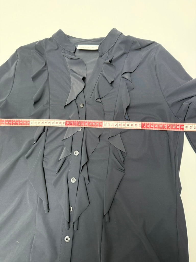 Helena Hart blouse donkerblauw met ruches – elegante blouse maat XL