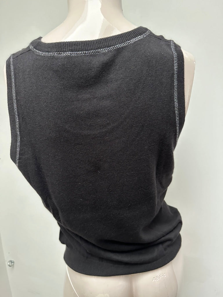Bandolera - Top - zwart, mouwloos, veloursprint - L