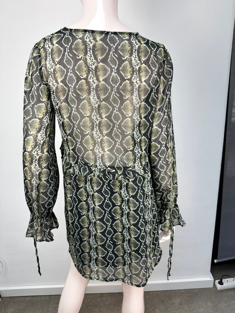 Denham blouse donkergroen met snake print maat XS