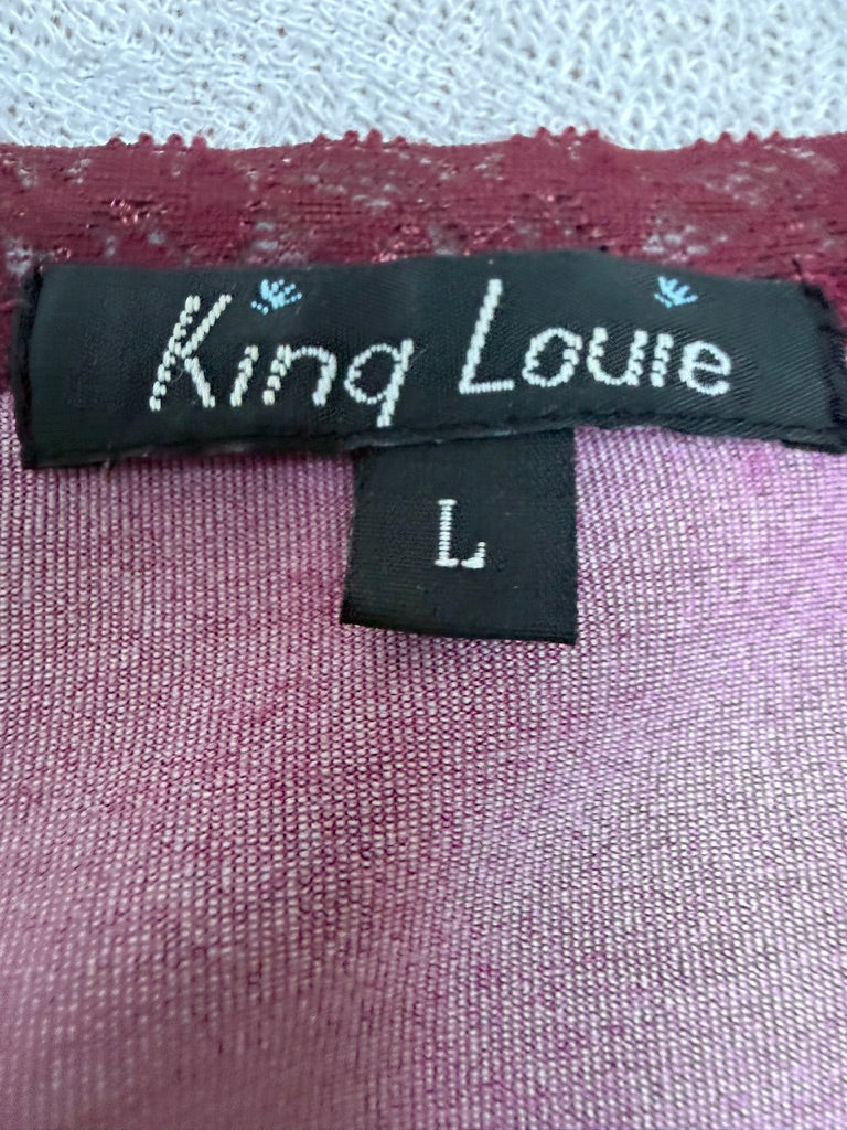 King Louie - Jurk - bordeaux, bloemenprint, wikkeljurk - L