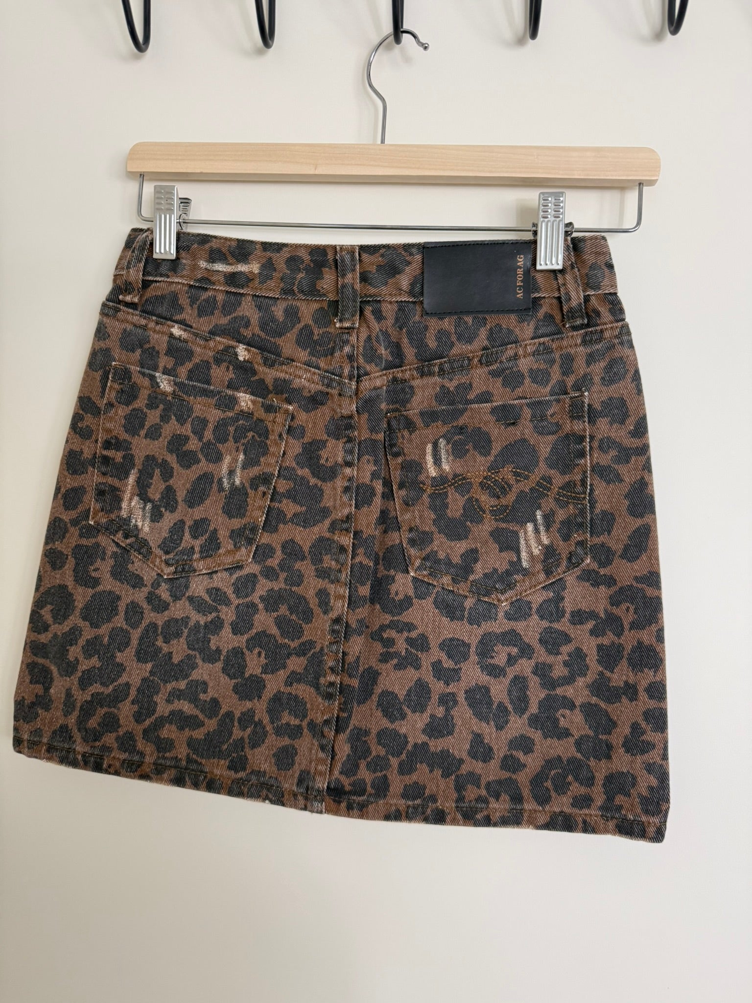 AC FOR AG - Rok - panterprint, denim, knoopsluiting - XS