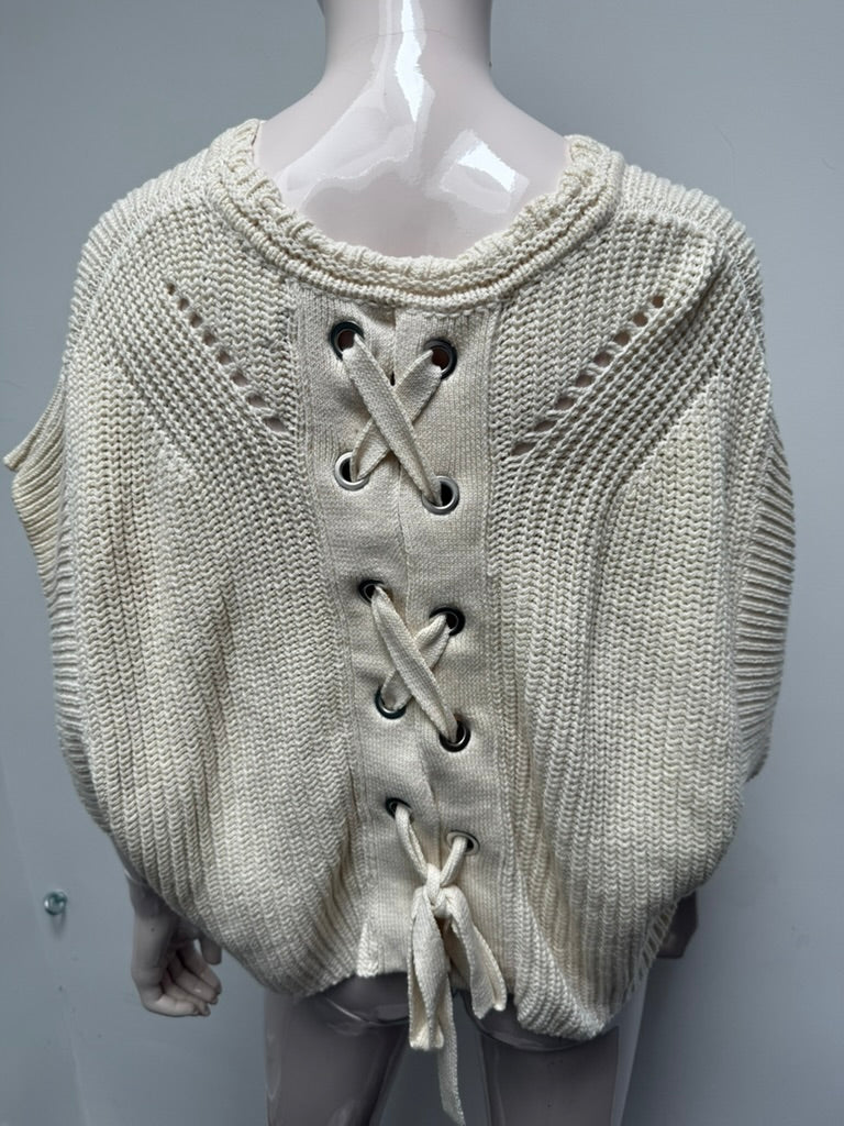 ISABEL MARANT - Trui - crème, opengewerkt patroon, korte mouwen - S