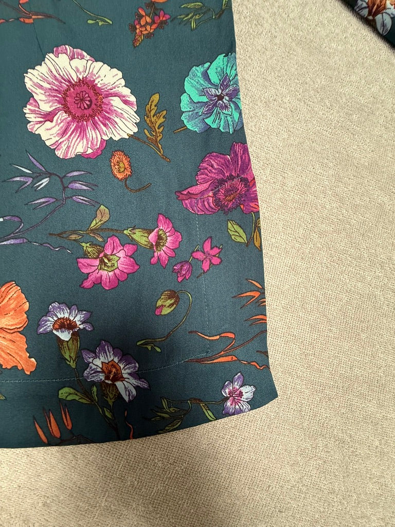 ESSENTIEL ANTWERP - Blouse - donkerblauw, all-over bloemenprint, ronde hals - L