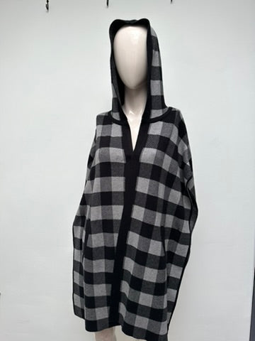 Opus Poncho maat one size zwart/grijs