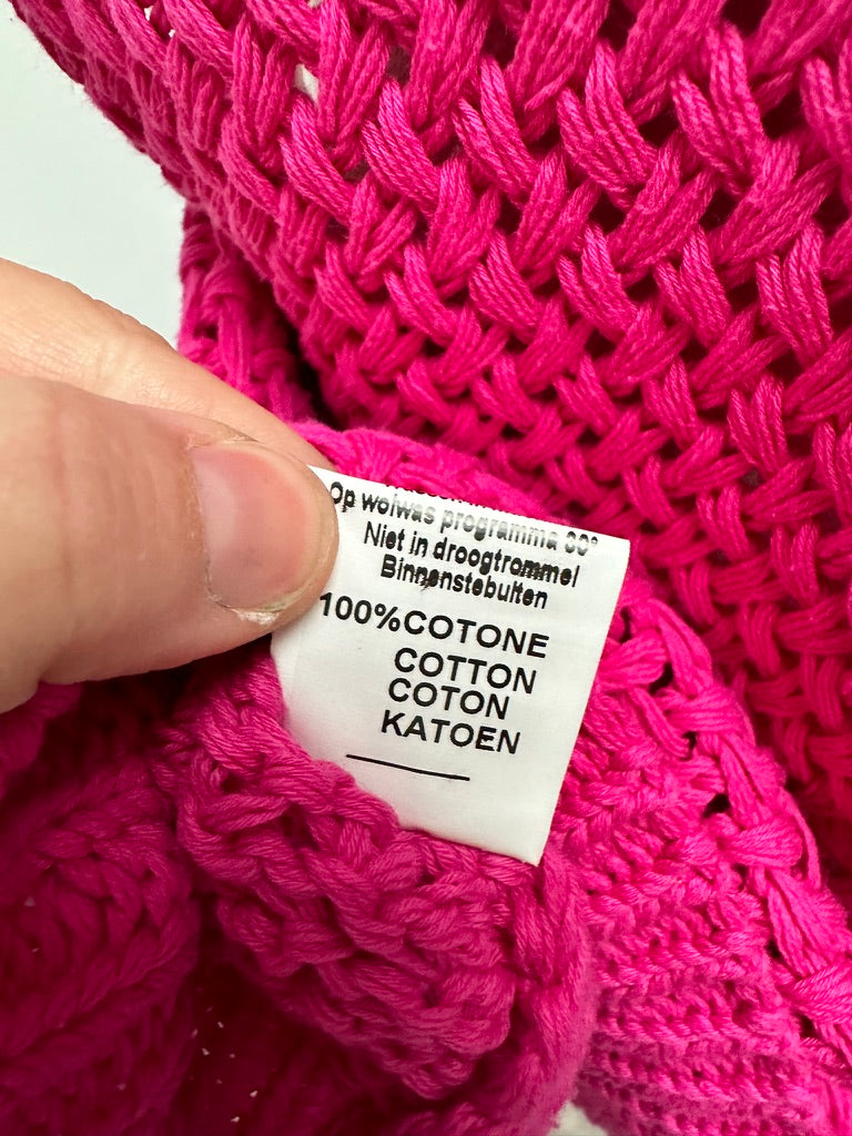 Rino & Pelle - Vest - fuchsia roze, opengewerkt patroon, mouwloos - M