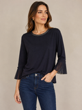 Mayerline blouse met driekwart mouw maat 40 donkerblauw