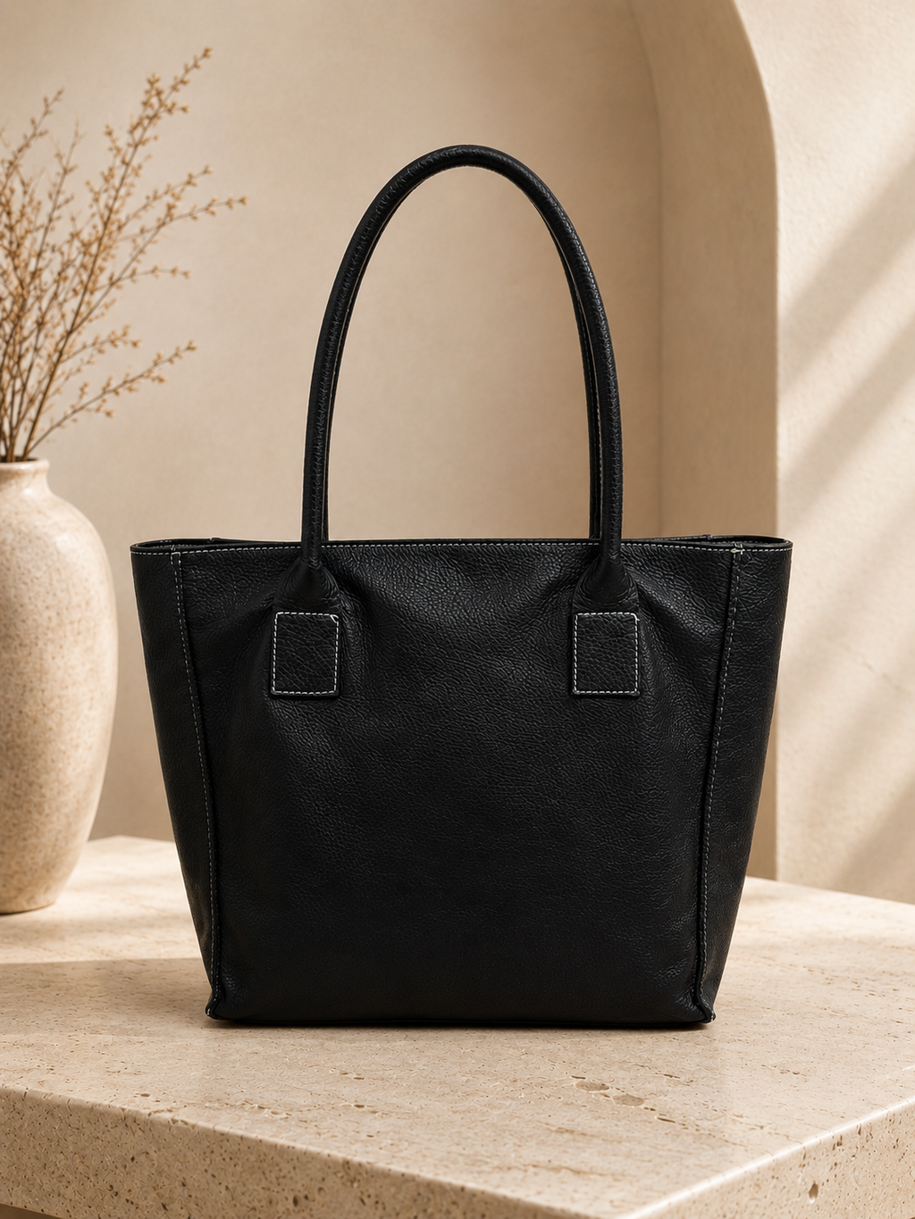 Made In Italy Tas Zwart leder