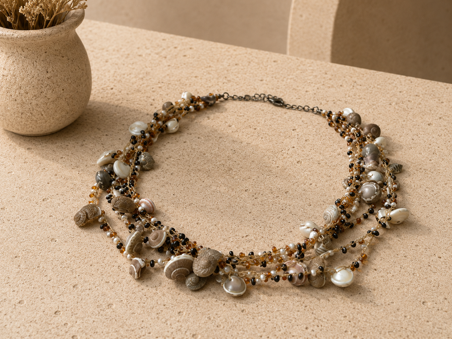 Ketting maat One size Beige/multicolor schelpjes