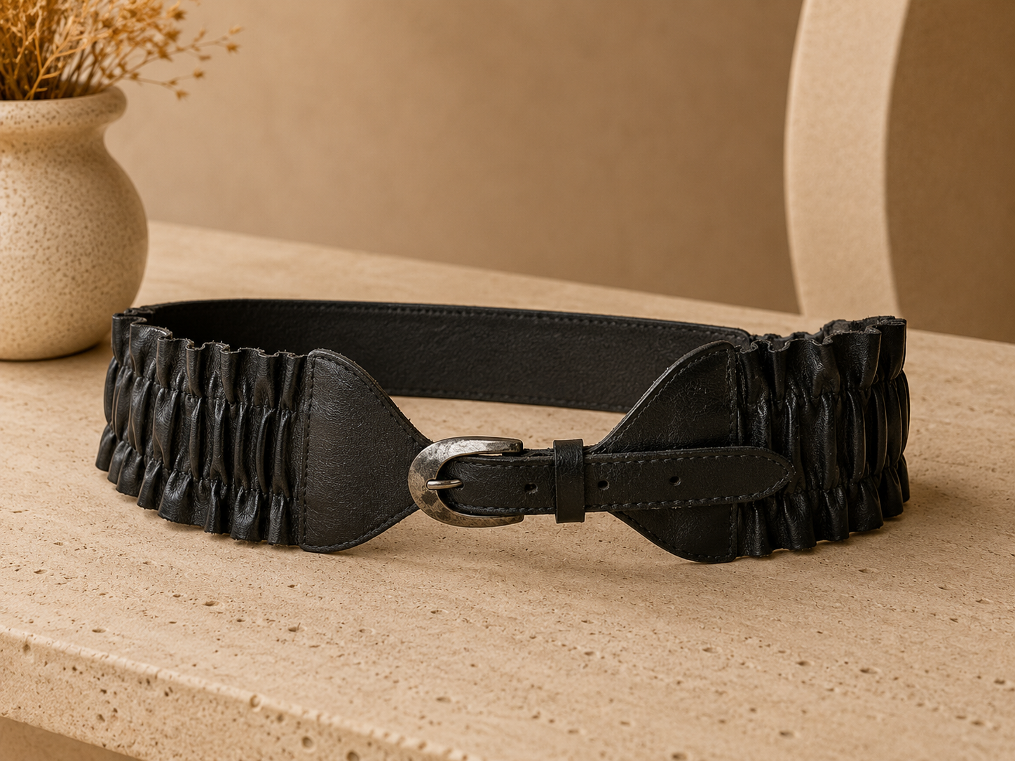 Vintage riem maat 80 donkerblauw
