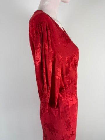 RIXO - Jurk - rood, V-hals, maxi-lengte - L
