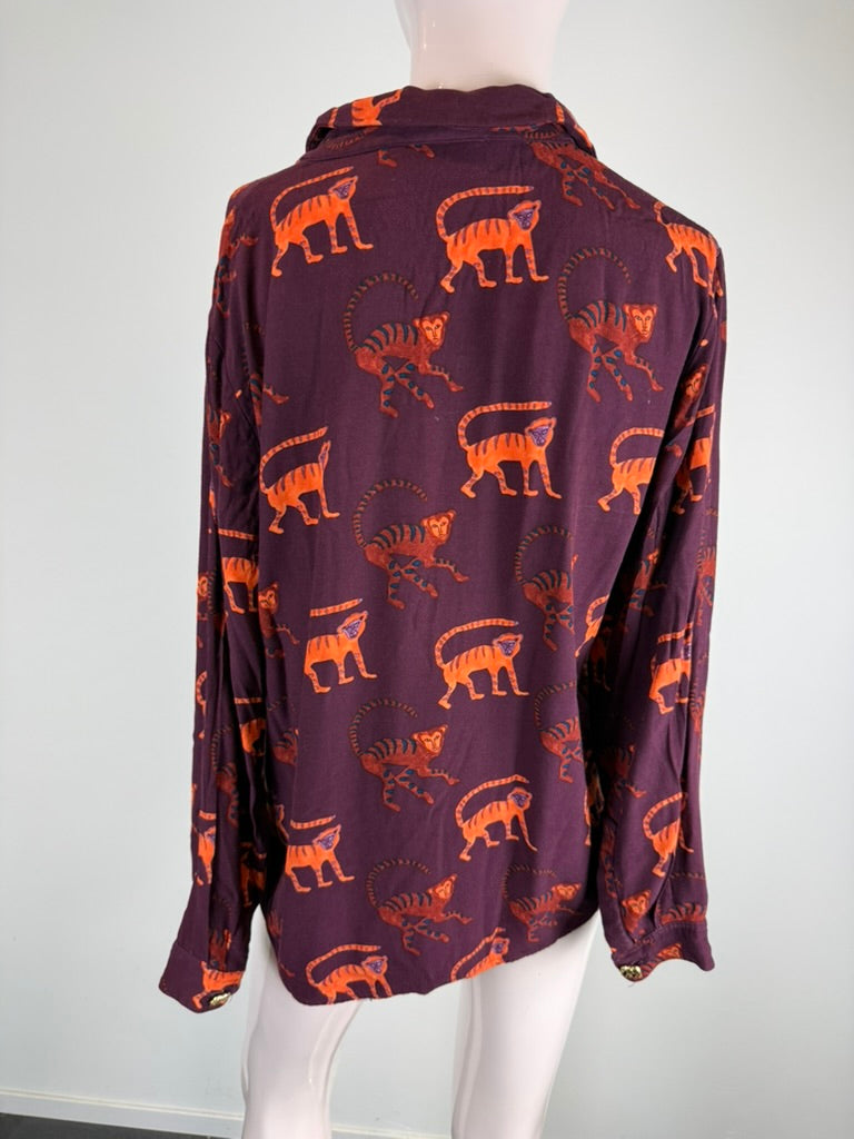Fabienne Chapot - Blouse - dierenprint, bordeaux/oranje, lange mouwen - XL