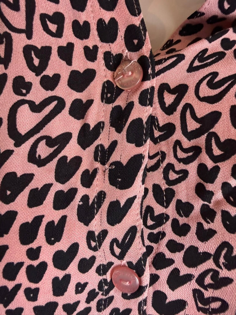 Fabienne Chapot - Blouse - roze, hartjesprint, knoopsluiting - L