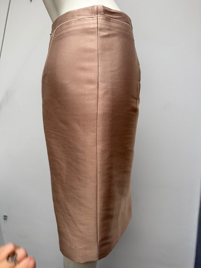 NATAN - Rok - beige/roze, glanzende stof, kokerrok - M