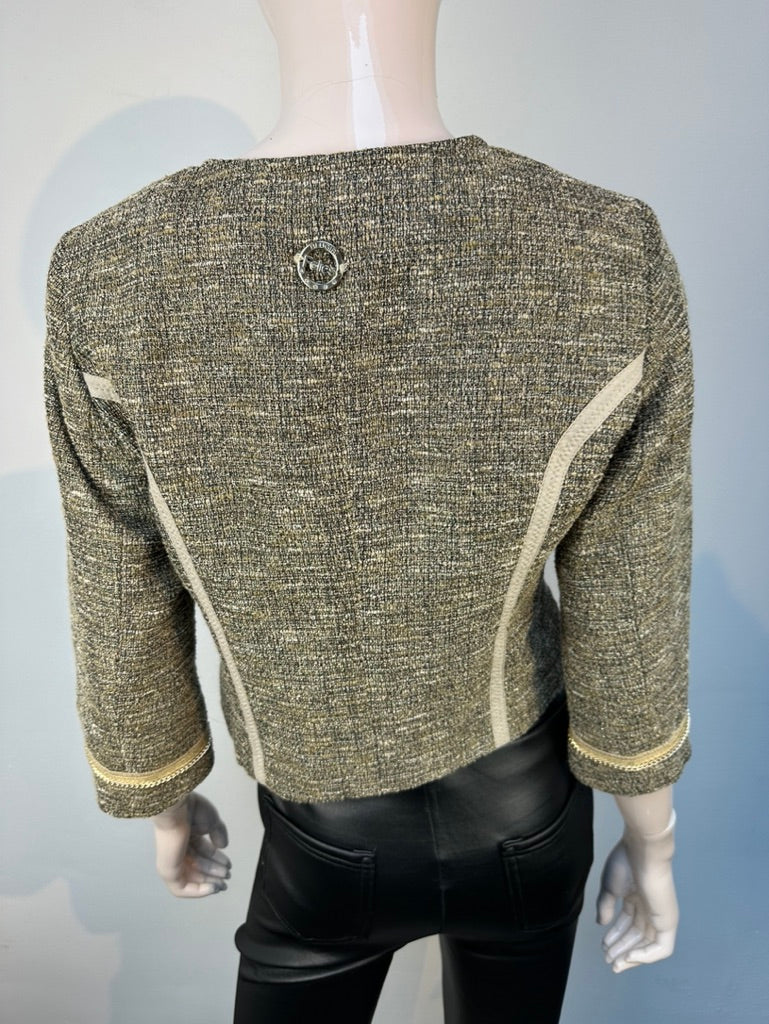 Blugirl Folies - Jas - gemêleerde tweed, goudkleurige accenten, getailleerd - M