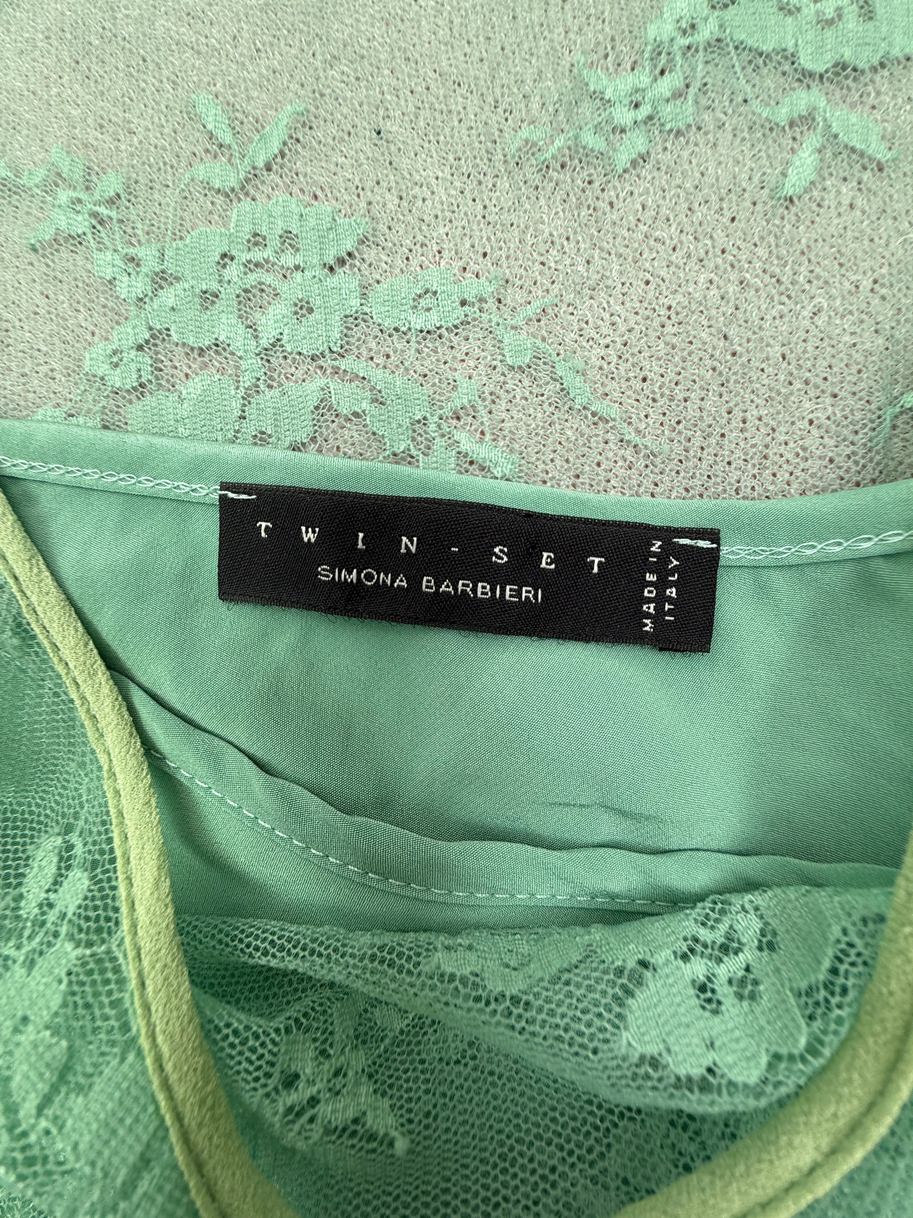 Twin-Set Simona Barbieri mintgroene kanten top maat L – made in Italy