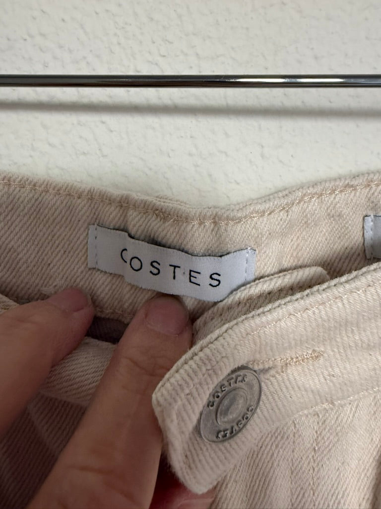 COSTES - Broek - crème, hoge taille, rechte pijp