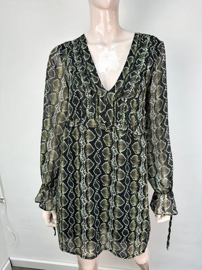 Denham blouse donkergroen met snake print maat XS