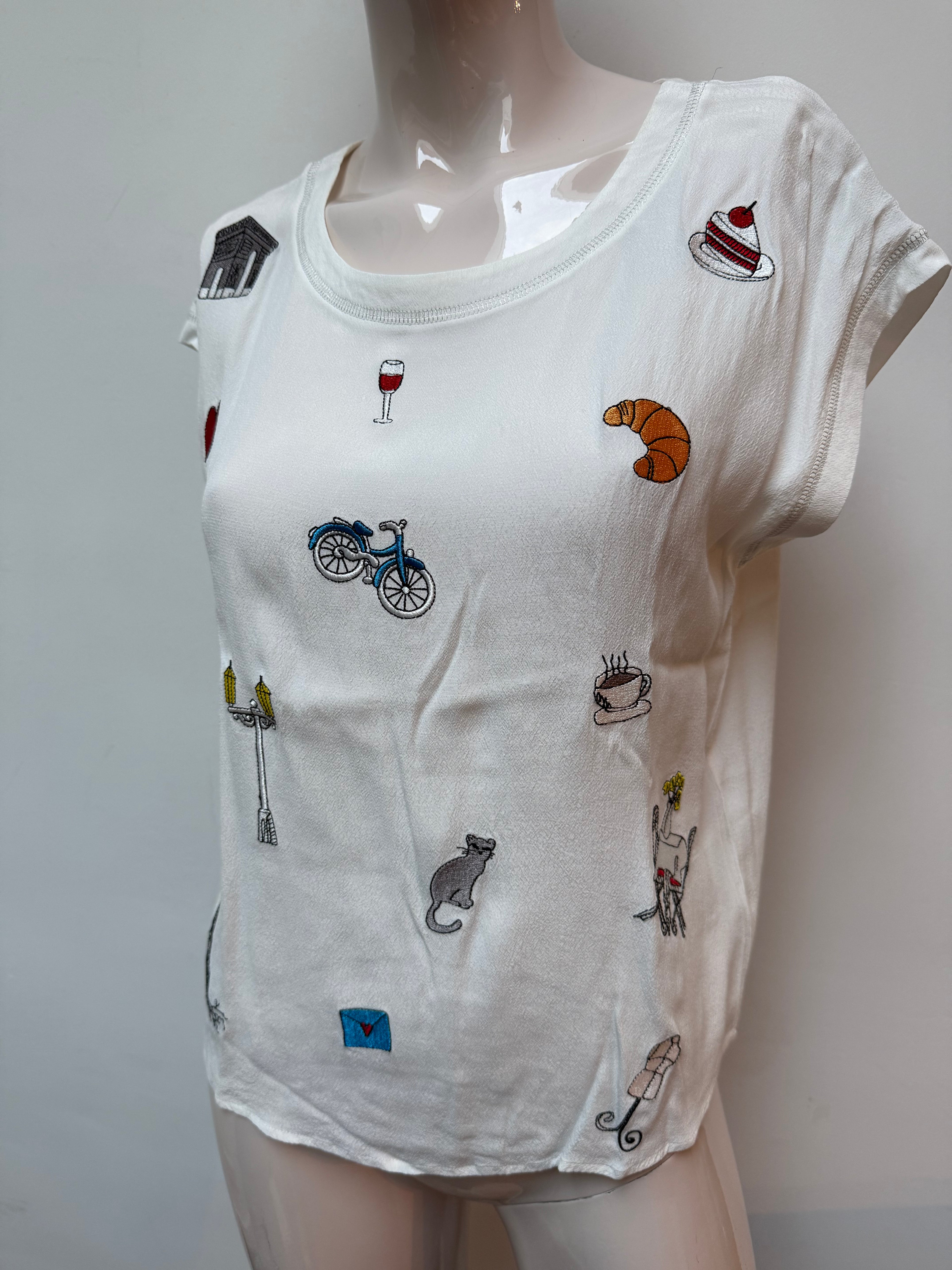 Riani top met applicaties "Paris" wit maat 36