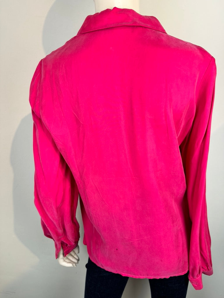 Roze zijden blouse maat M