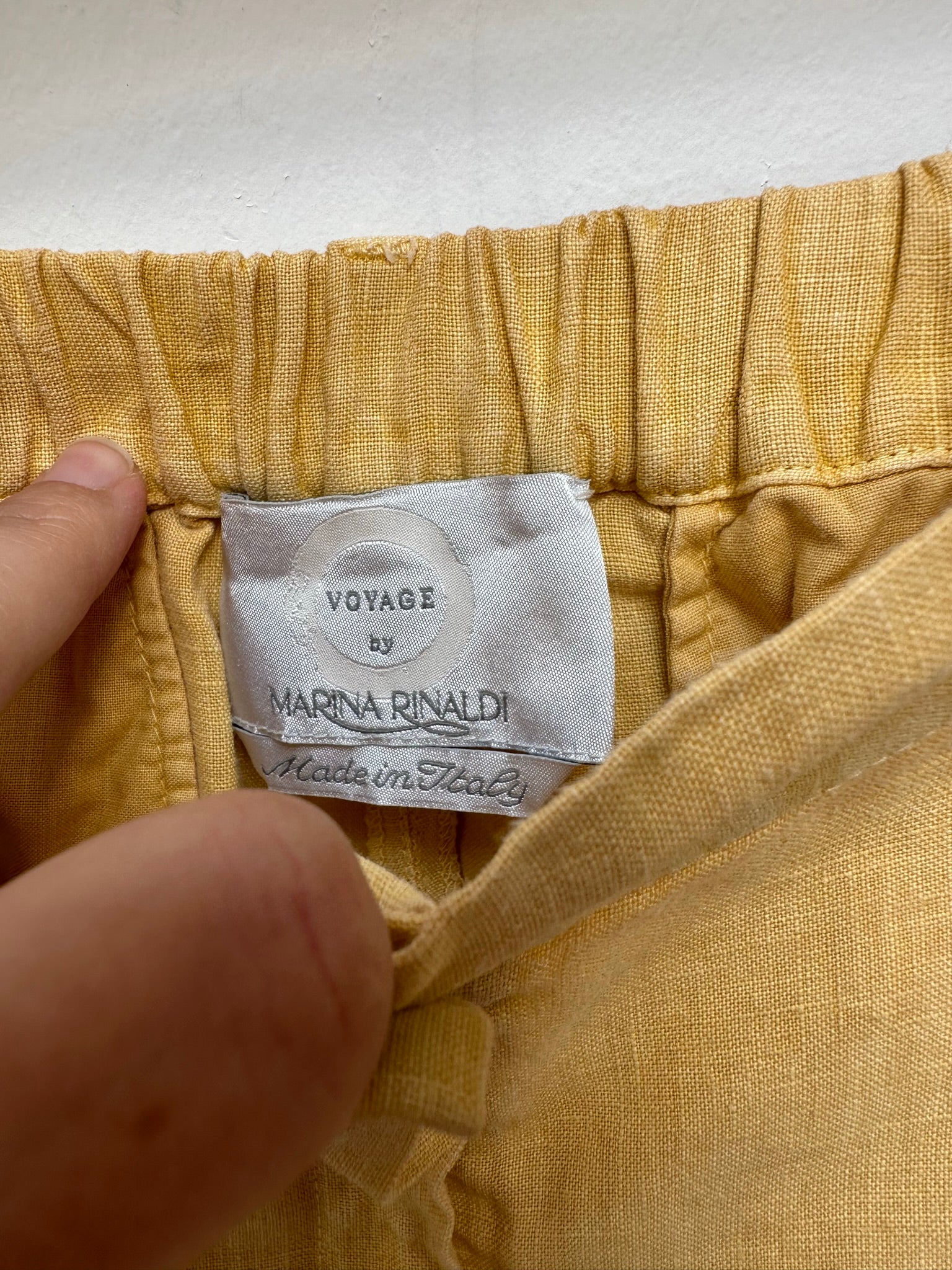 Marina Rinaldi gele linnen broek maat 44
