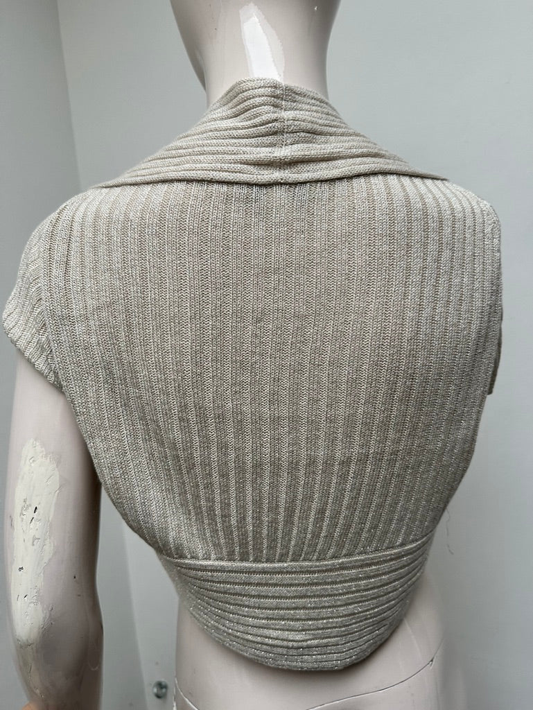 Bandolera - Vestje - beige, bolero model, korte mouwen - L