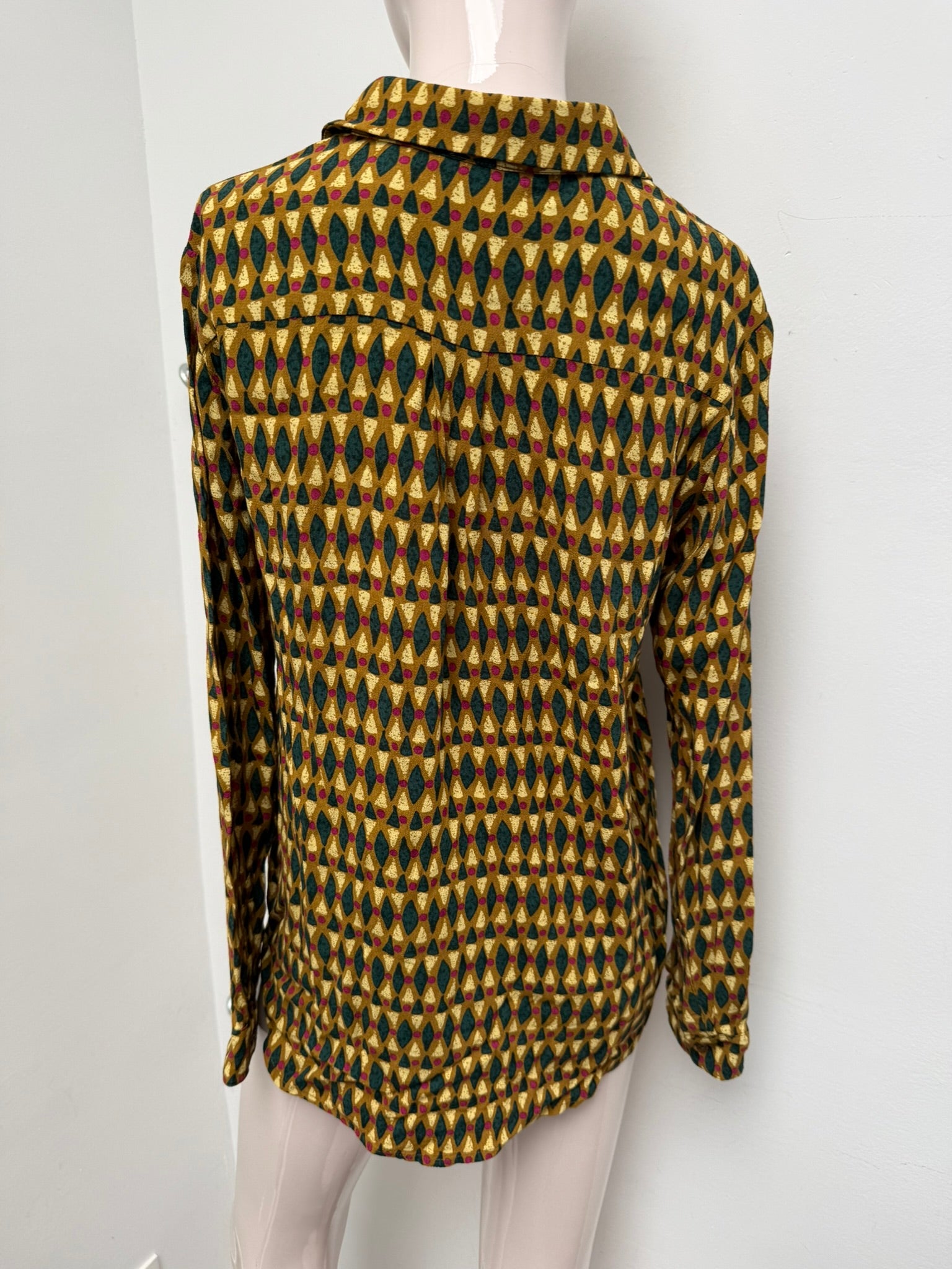 ZILCH - Blouse - geometrisch patroon, meerkleurig, knoopsluiting - maat S