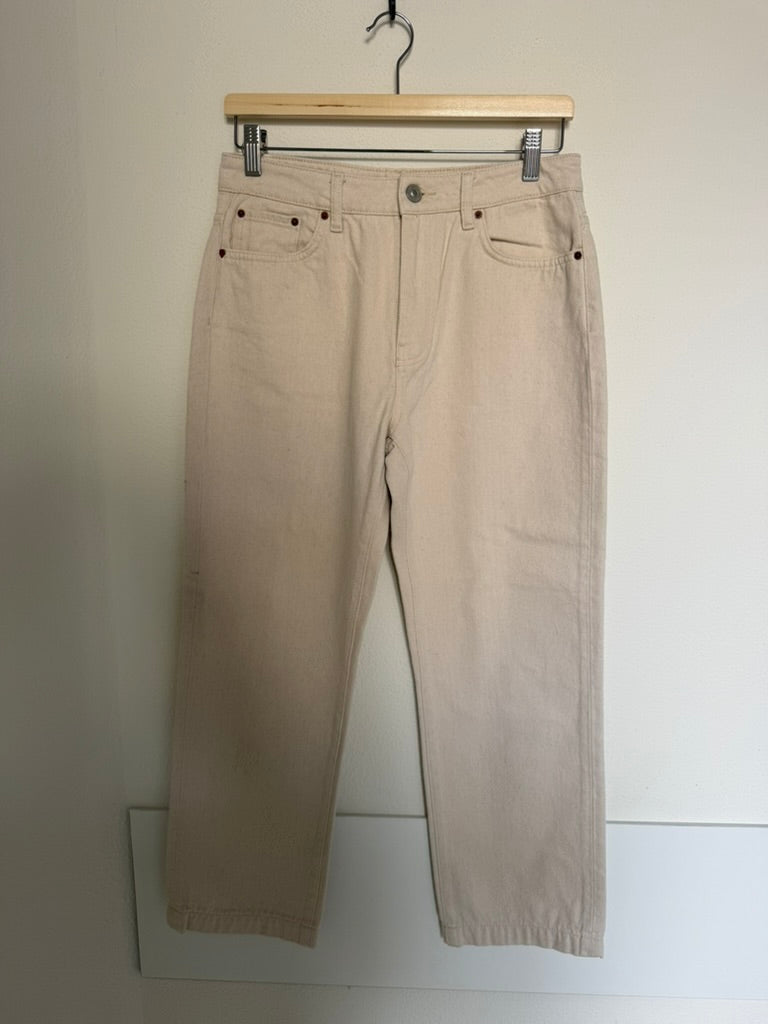 COSTES - Broek - crème, hoge taille, rechte pijp