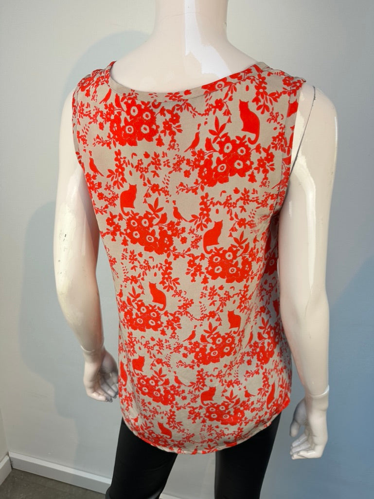 Paul & Joe Sister - Top - zijde, mouwloos, bloemen- en vogelprint - M
