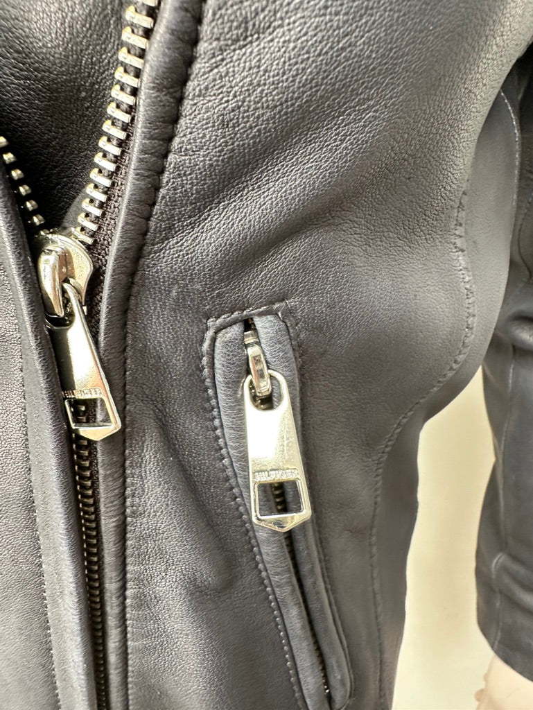 Tommy Hilfiger blauw leren biker jasje maat XS